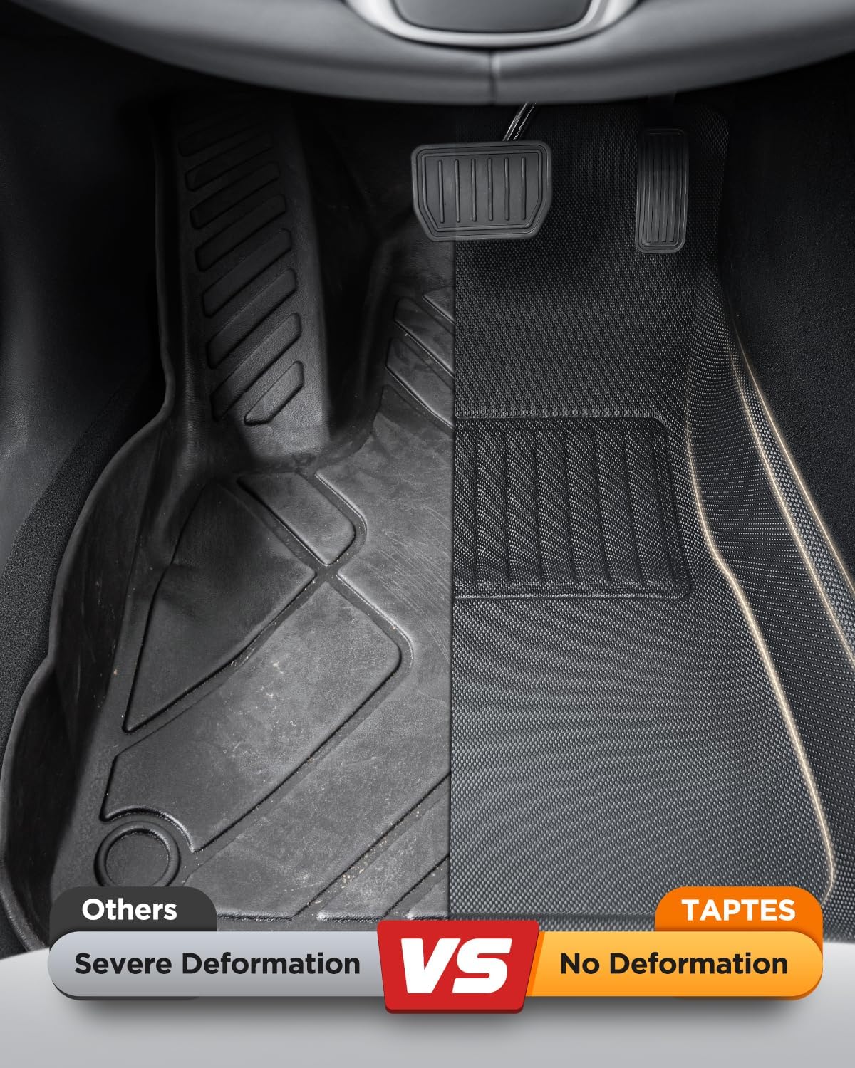 TAPTES Model 3 rear floor mat provides full coverage.