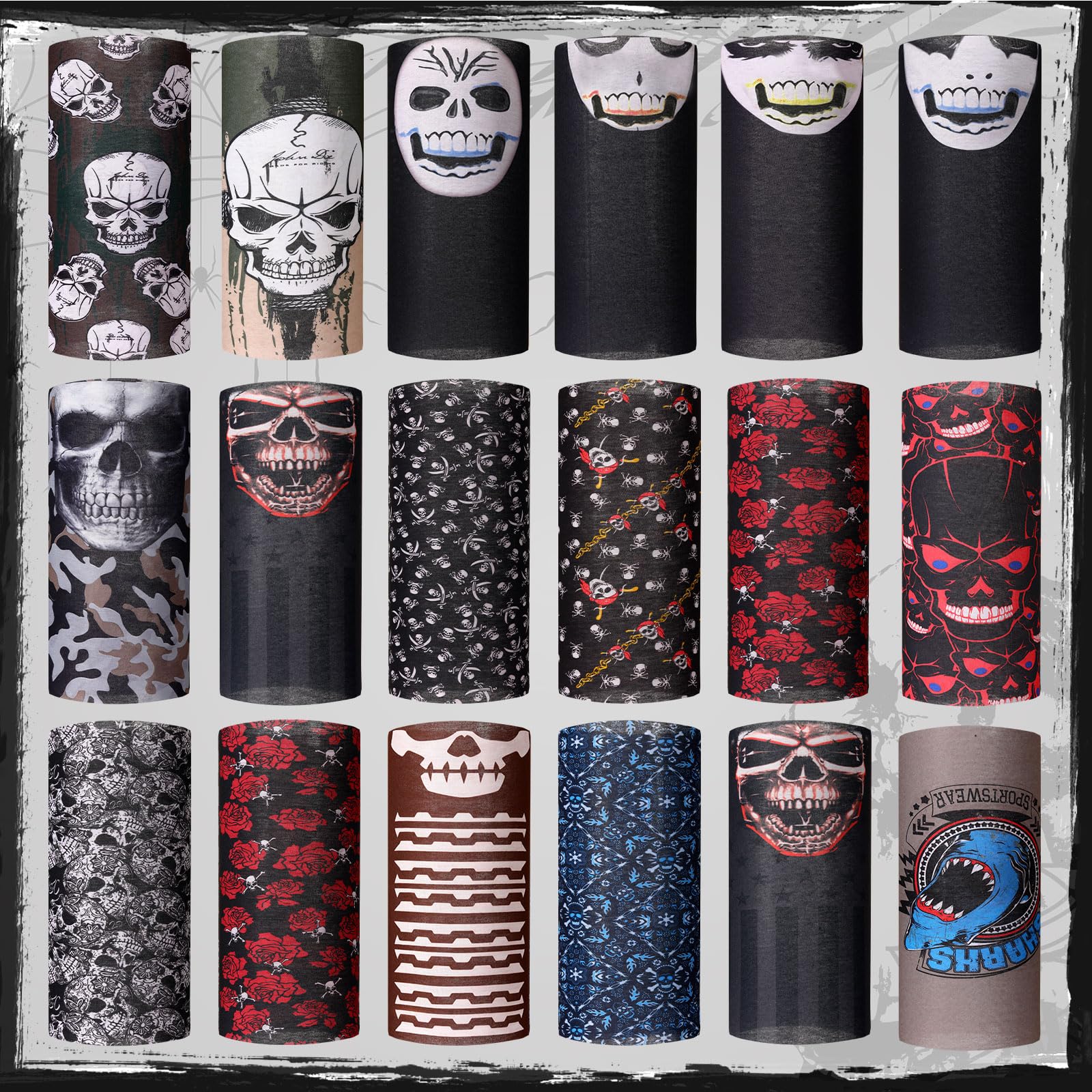Tarpop skull-pattern balaclava for cosplay and light sun protection
