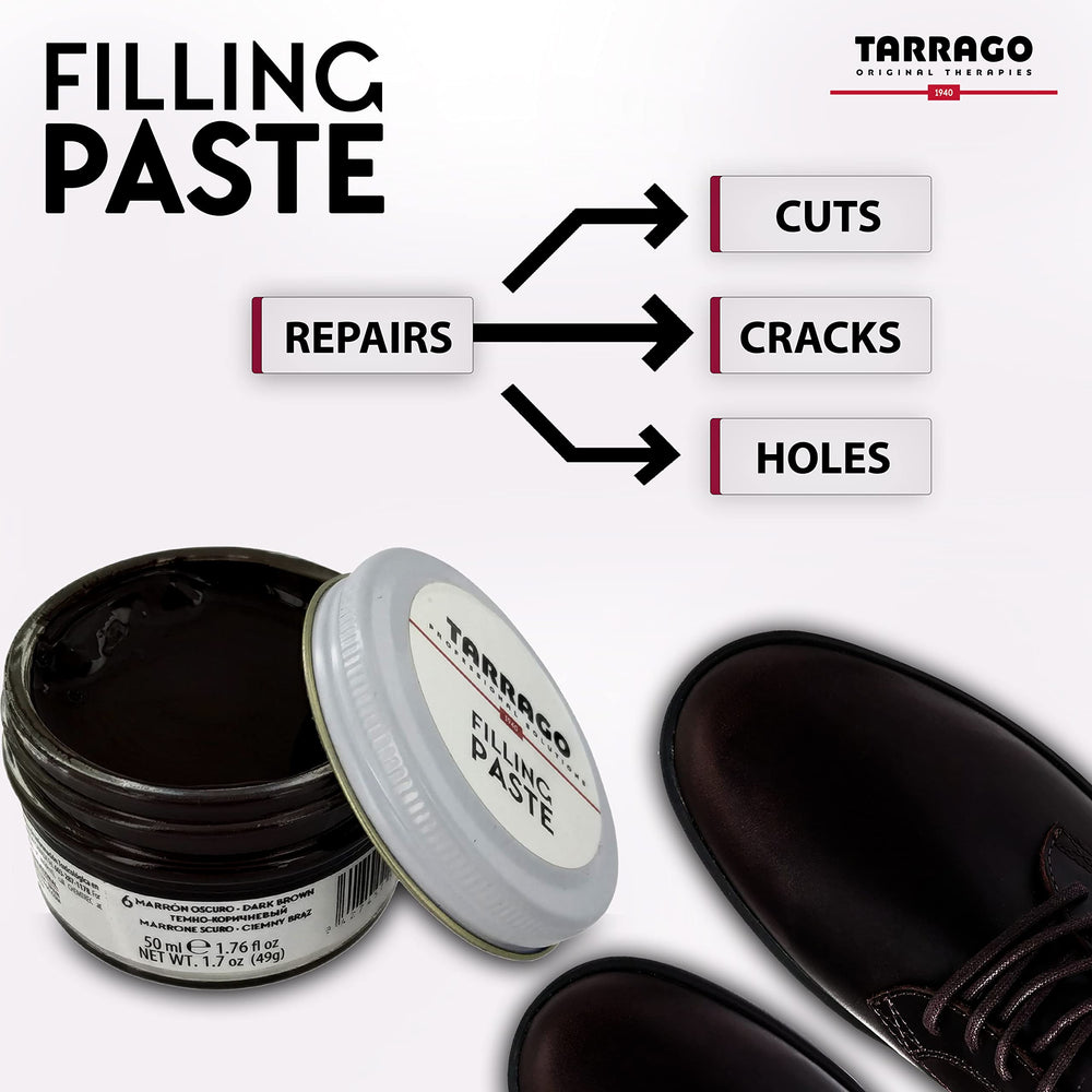 Shoes and bags revived with Tarrago leather fill for a professional touch