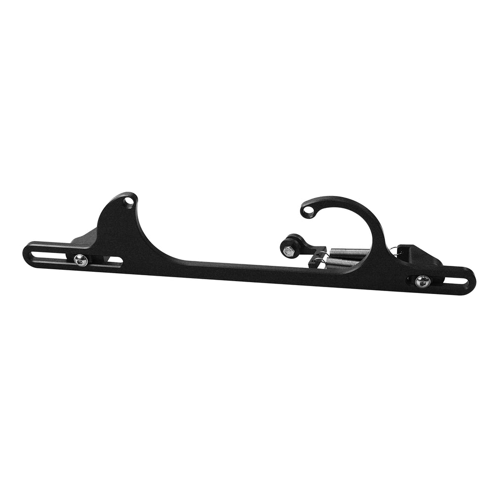 Side-mount view of aluminum throttle bracket fit