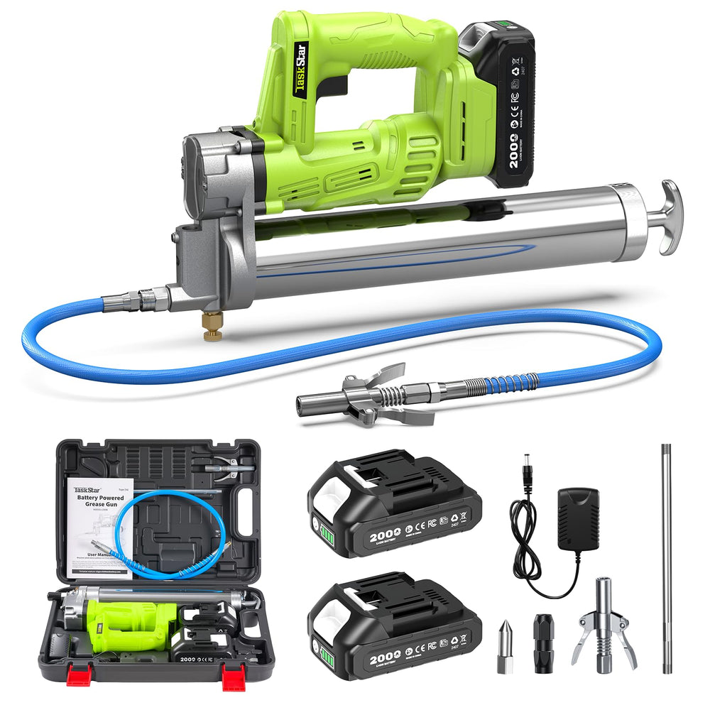 TaskStar high-efficiency grease gun in action for fast tractor maintenance