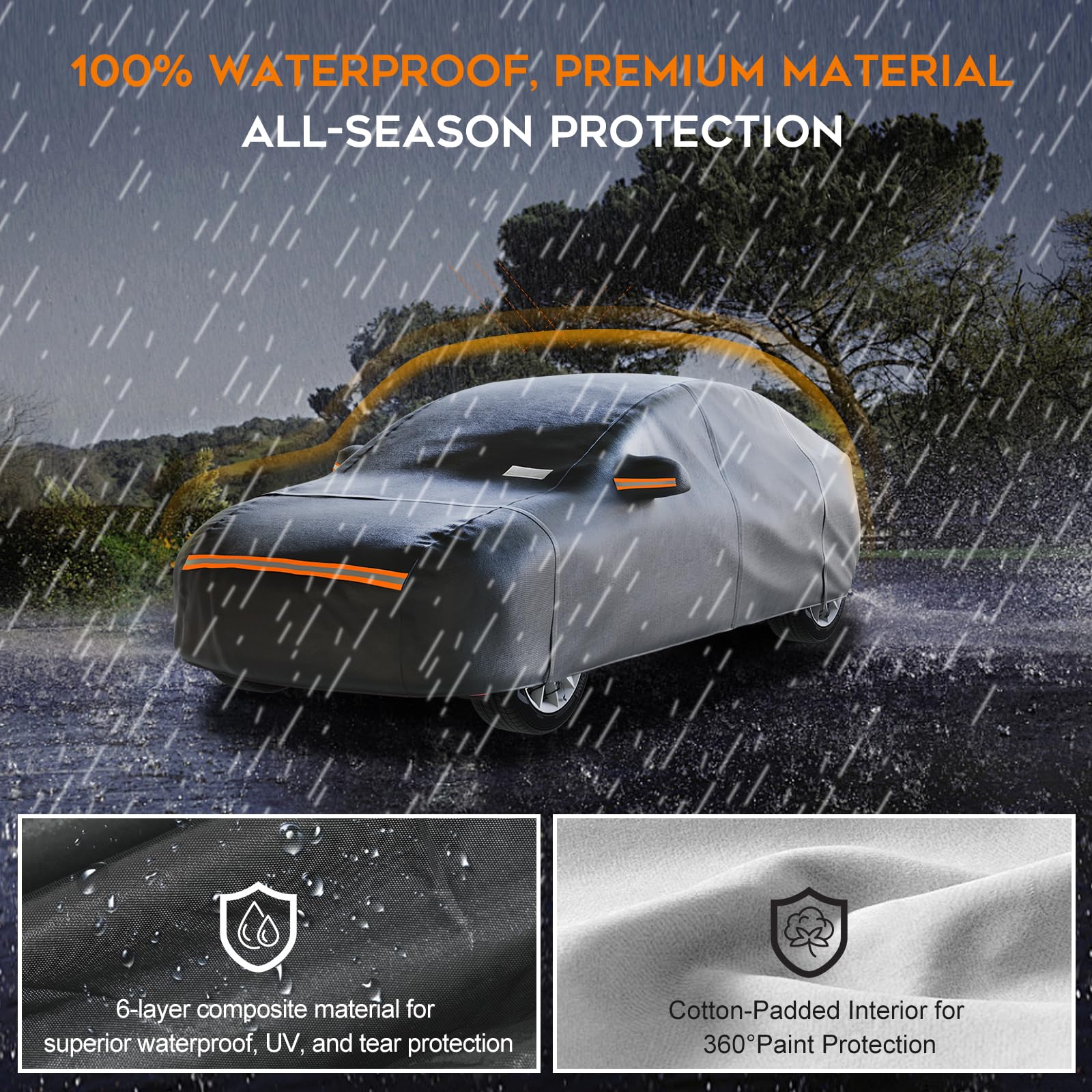 TATATOO sedan car cover wind straps secure fit in windy conditions