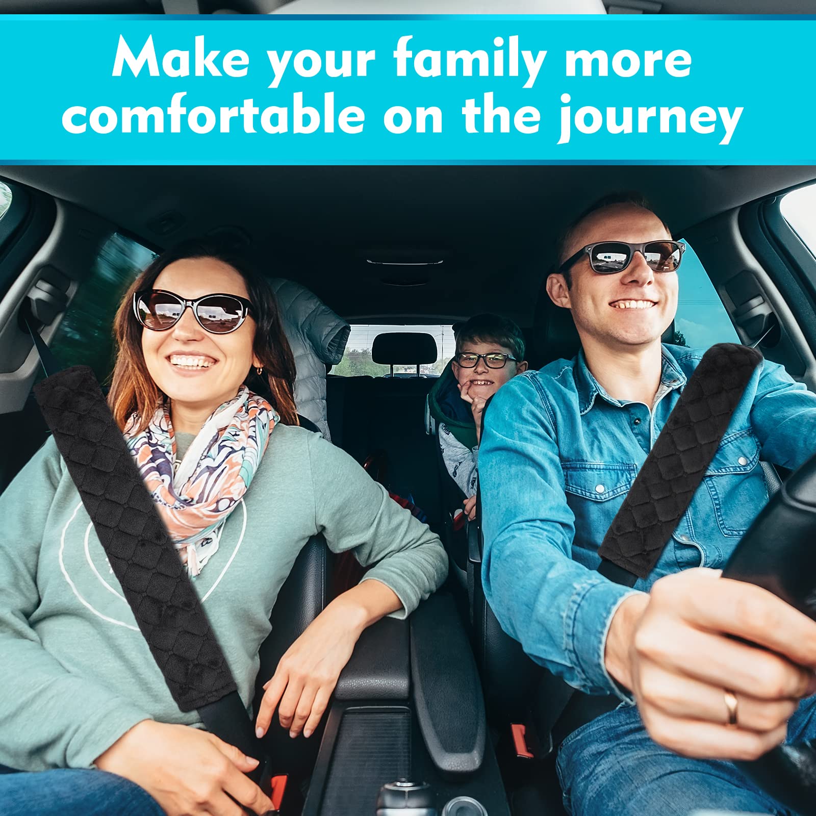 Tatuo seatbelt pad suitable for kids and adults to improve travel comfort.