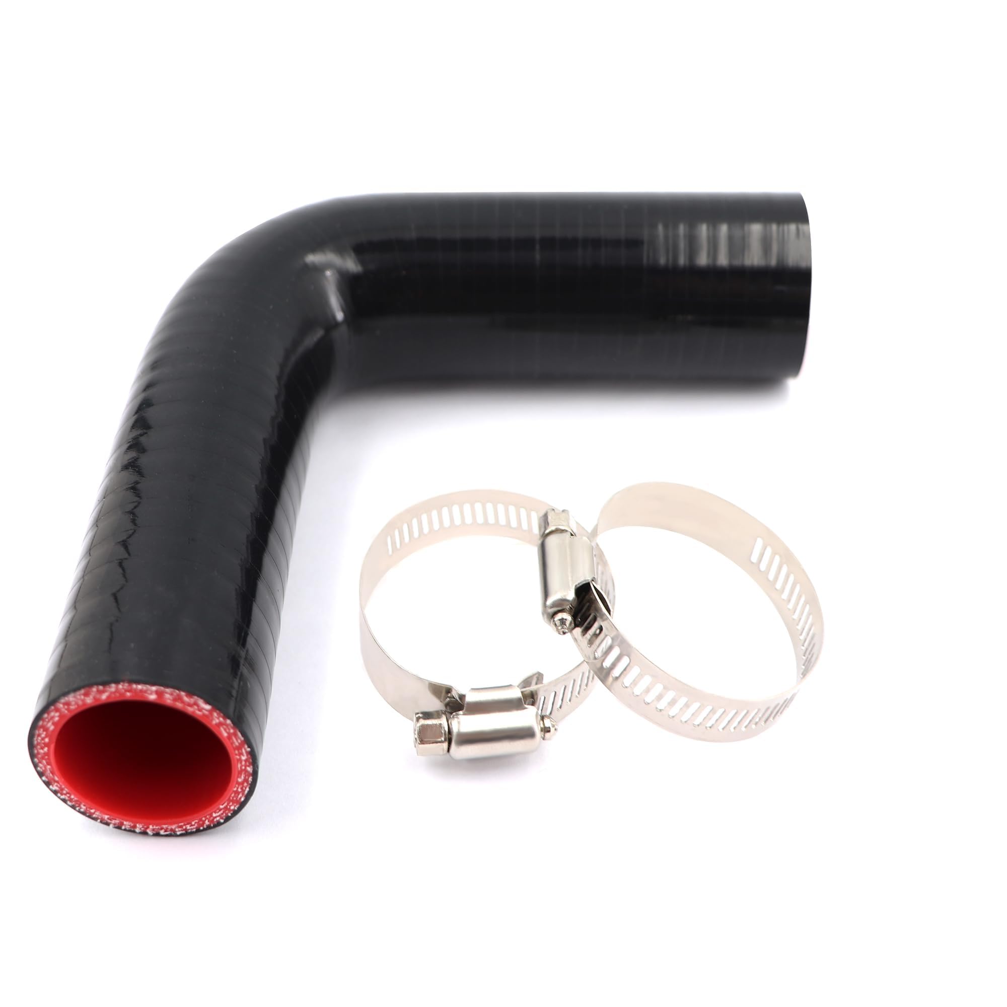 Taukealugs silicone hose shows four ply reinforcement for durable performance