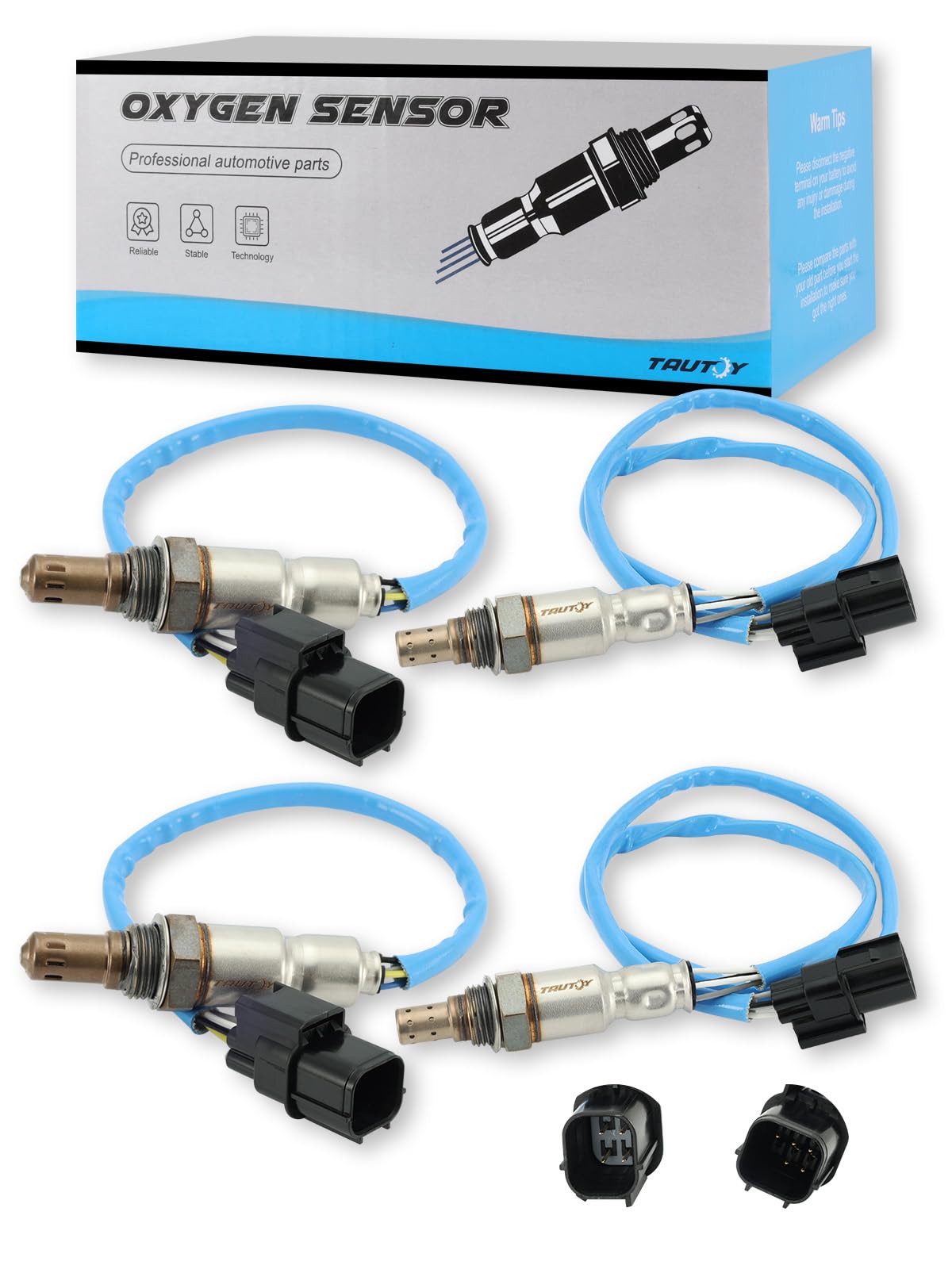 TAUTOY oxygen sensor package showing a four-sensor kit for upstream and downstream monitoring