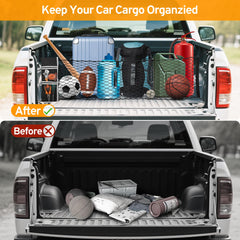 TAUYANG cargo net with reverse hooks for easy closure inside the bed