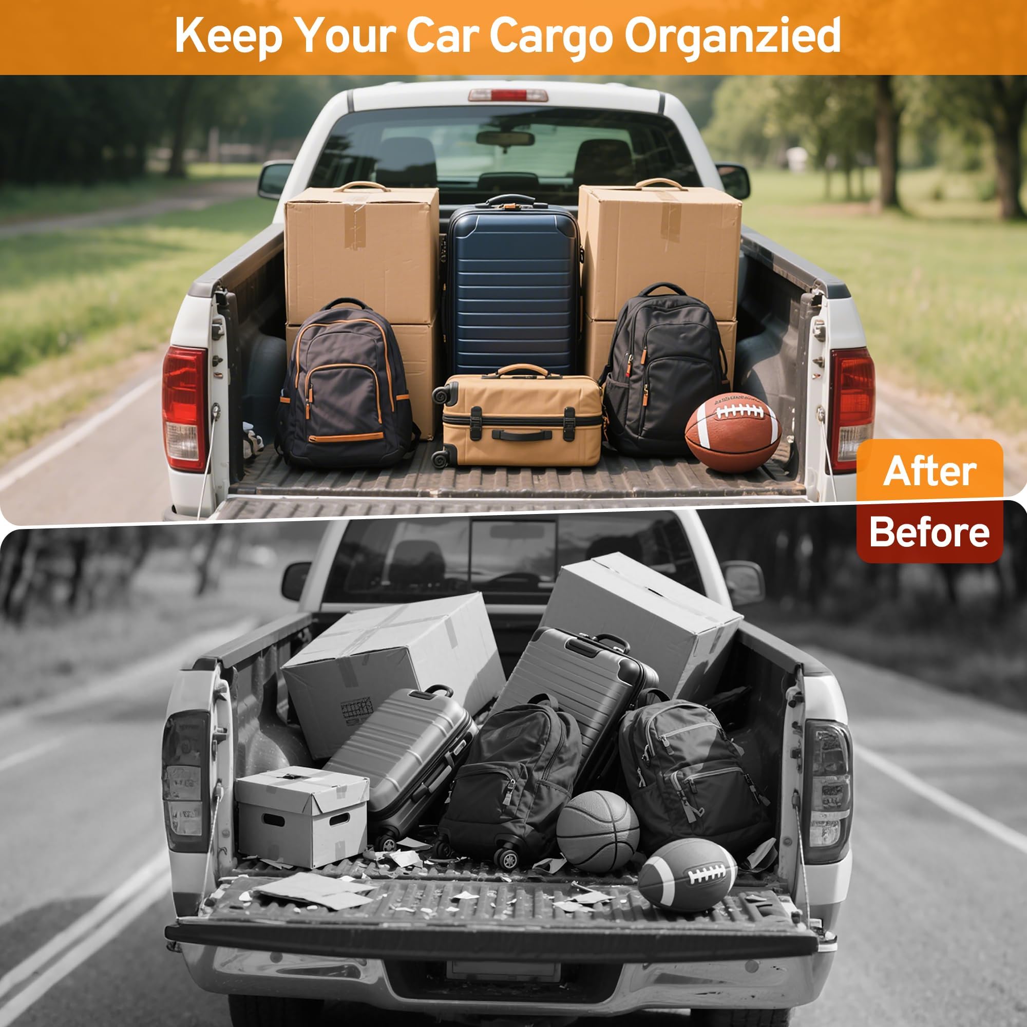 TAUYANG cargo net adapts to various loads and bed dimensions.