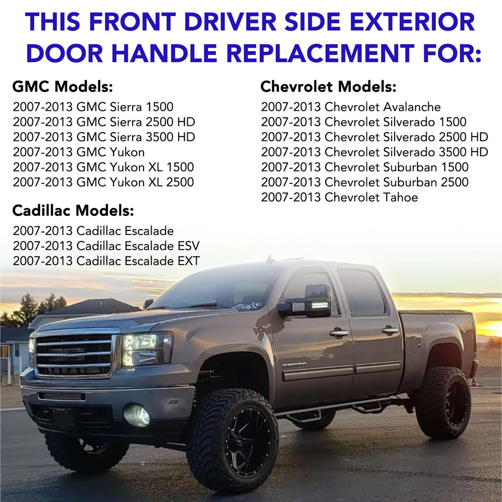 TAYATUO Cadillac Escalade front-right door handle replacement with chrome shine.