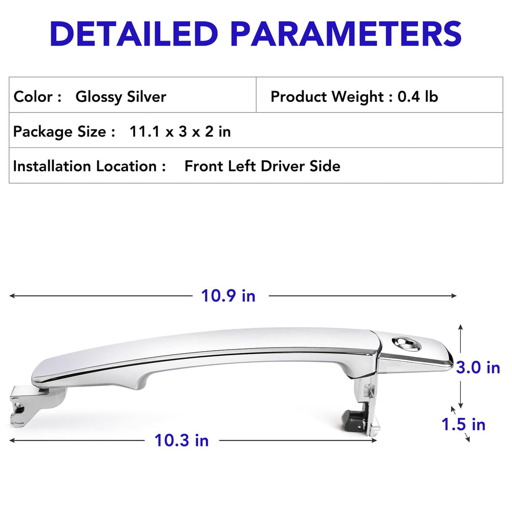 TAYATUO front-left chrome door handle detail highlights durable construction and authentic look