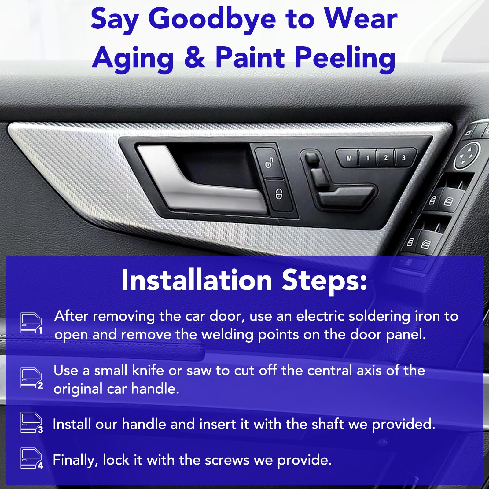 TAYATUO GLK door handle repair kit matte silver for SUV.