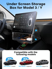 TAZENI under screen storage closed state for Model Y discreet storage