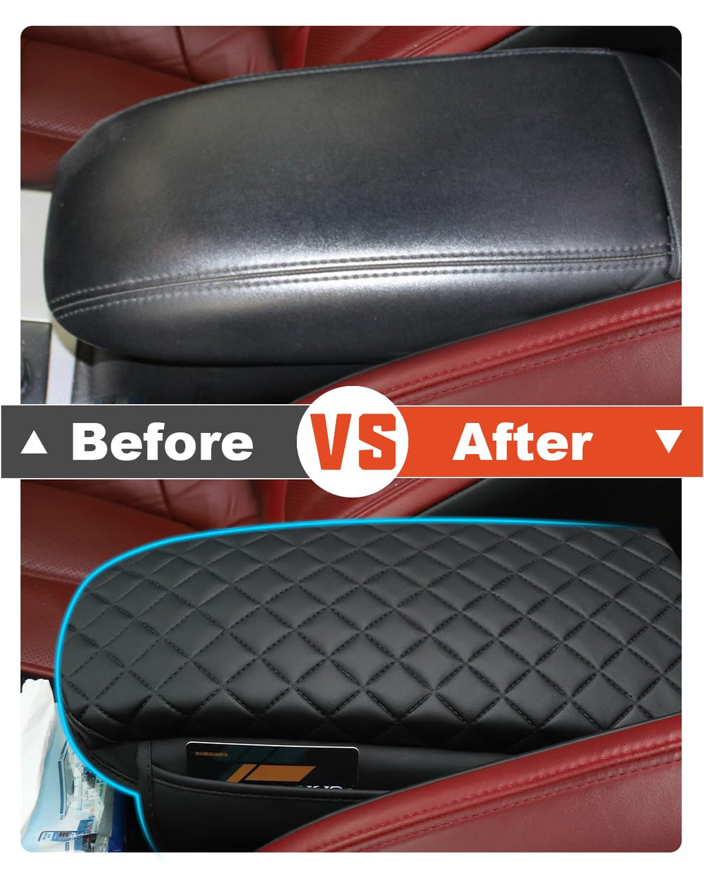TBHOO Bronco Sport armrest with non-slip backing stays in place.