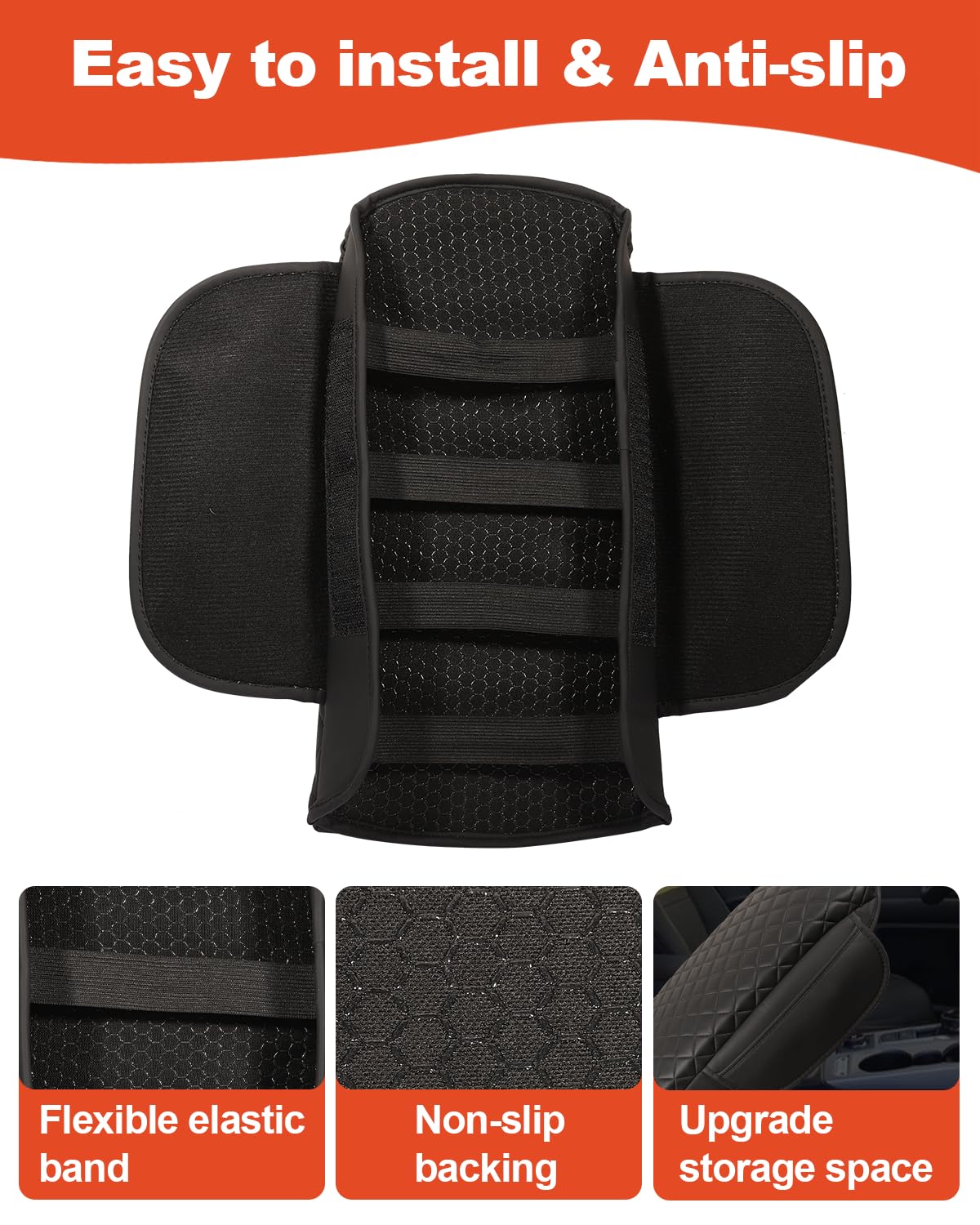 TBHOO center console cover with integrated pockets for small items.