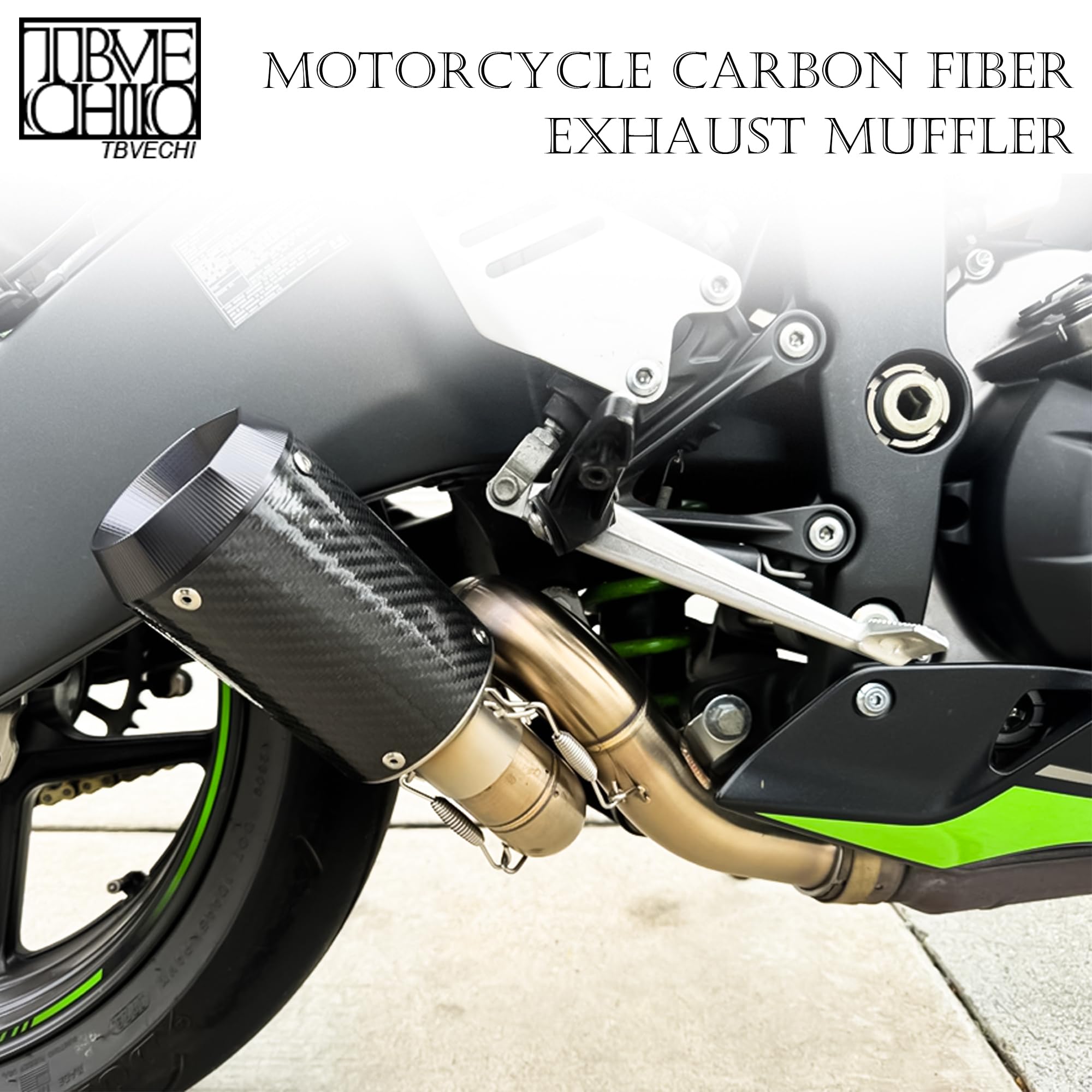 TBVECHI carbon fiber muffler inlet joint and cap show CNC craftsmanship.