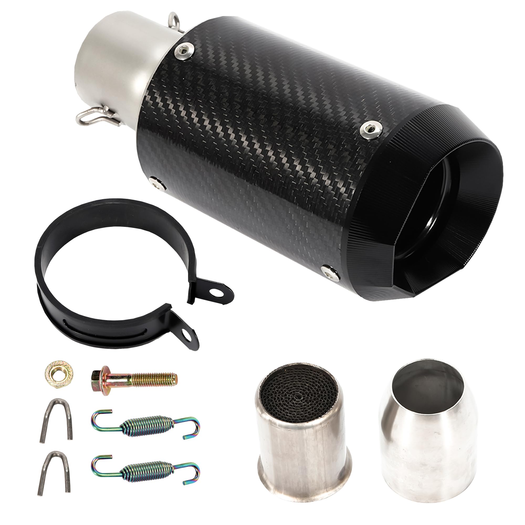 TBVECHI carbon fiber muffler side view on Z900 for a sleek look.