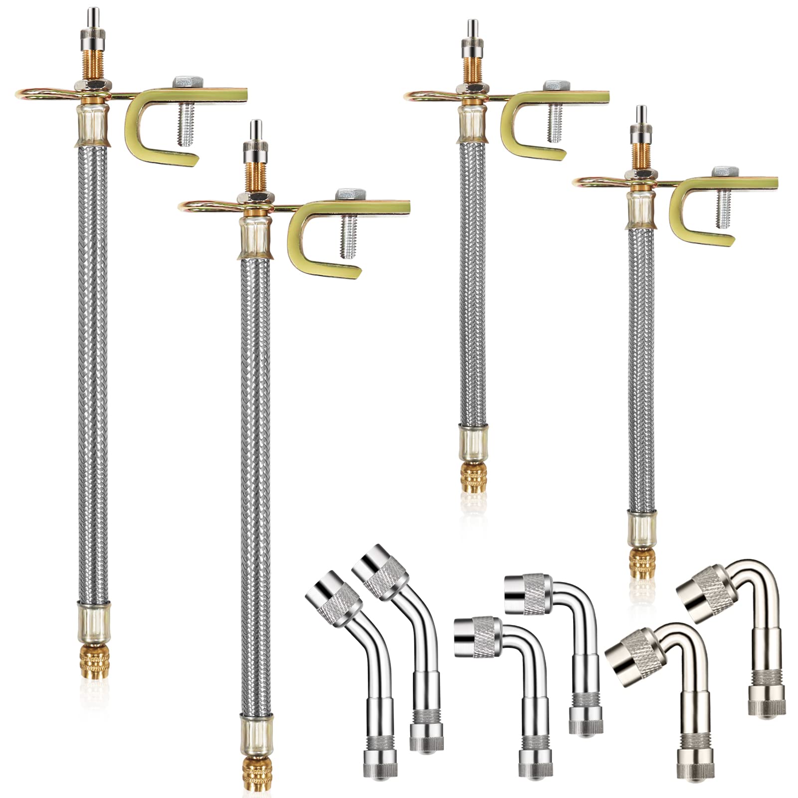 tchrules dual valve extension 118-inch in use for easy car tire inflation