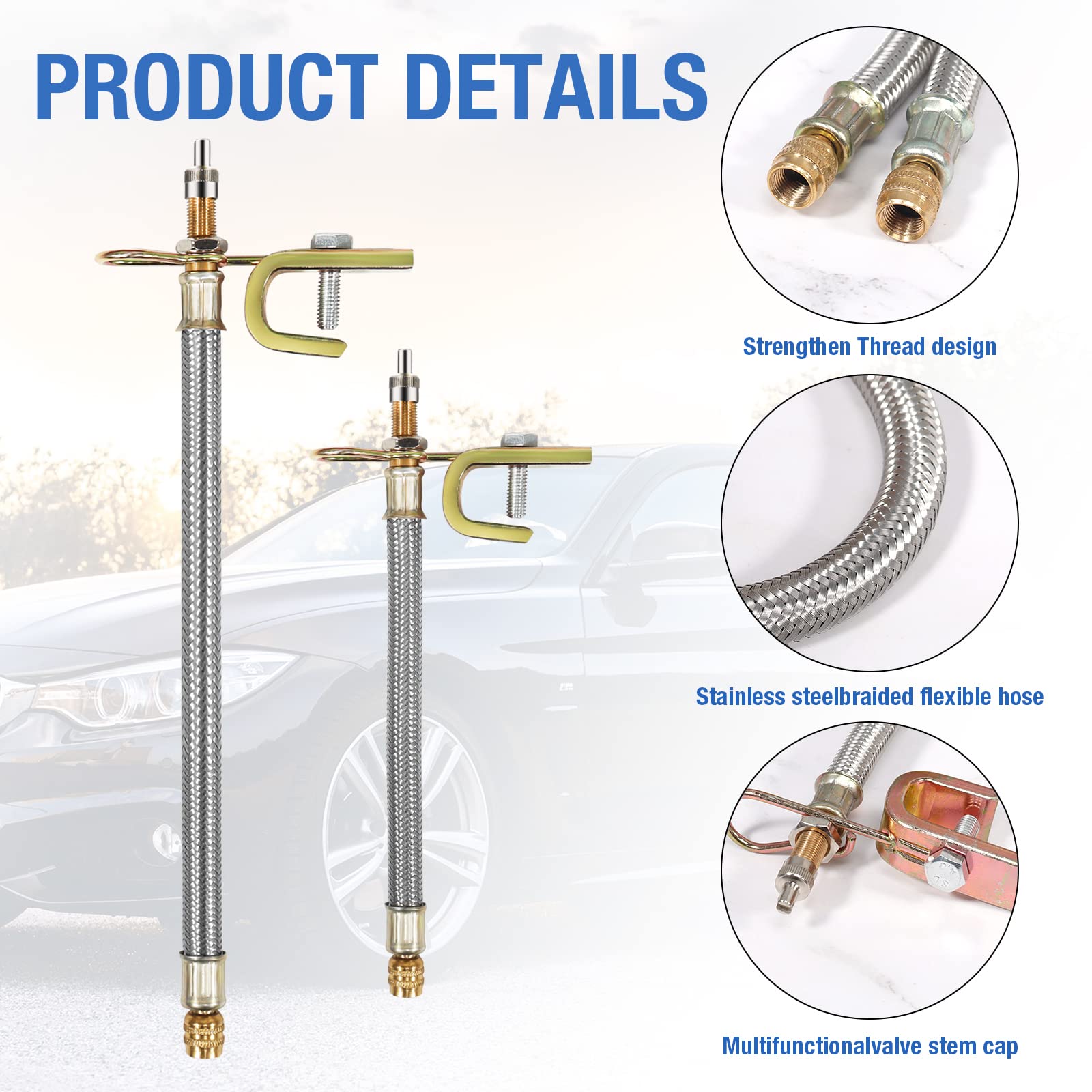 tchrules dual valve extension 71-inch enables convenient RV and truck tire filling