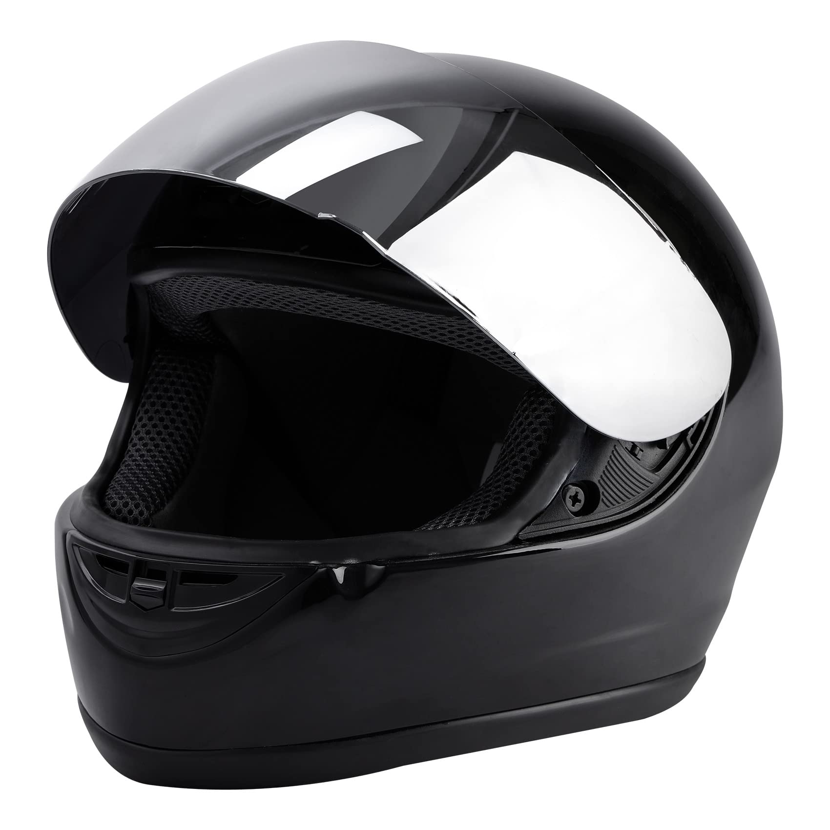 TCMT full-face helmet front shield offers clear visibility across conditions