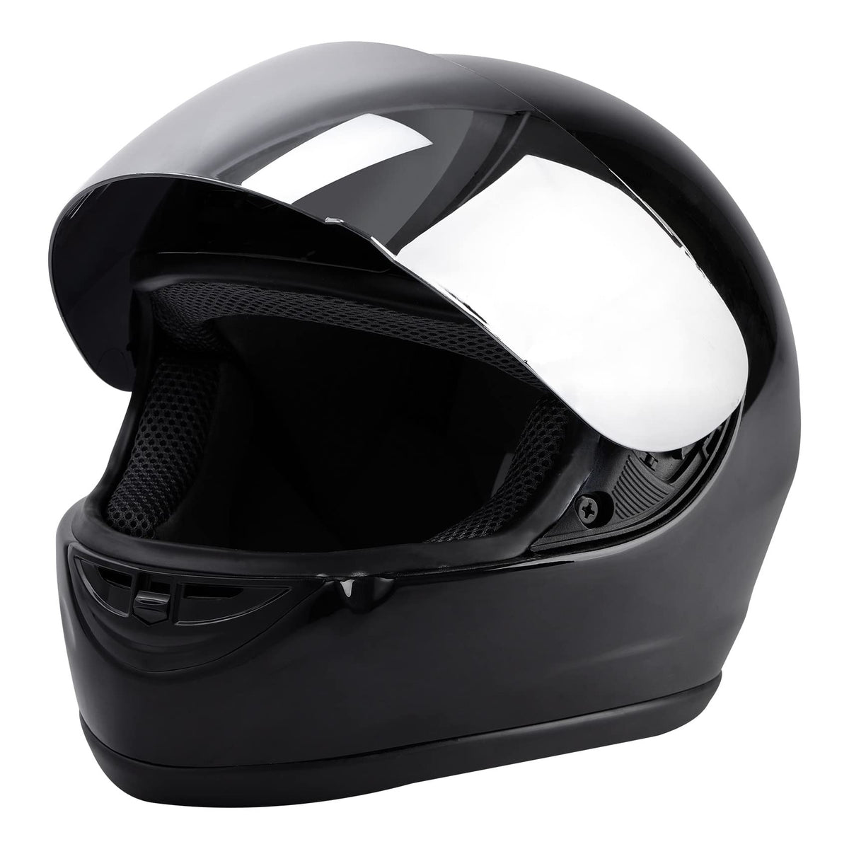 TCMT full-face helmet front shield offers clear visibility across conditions