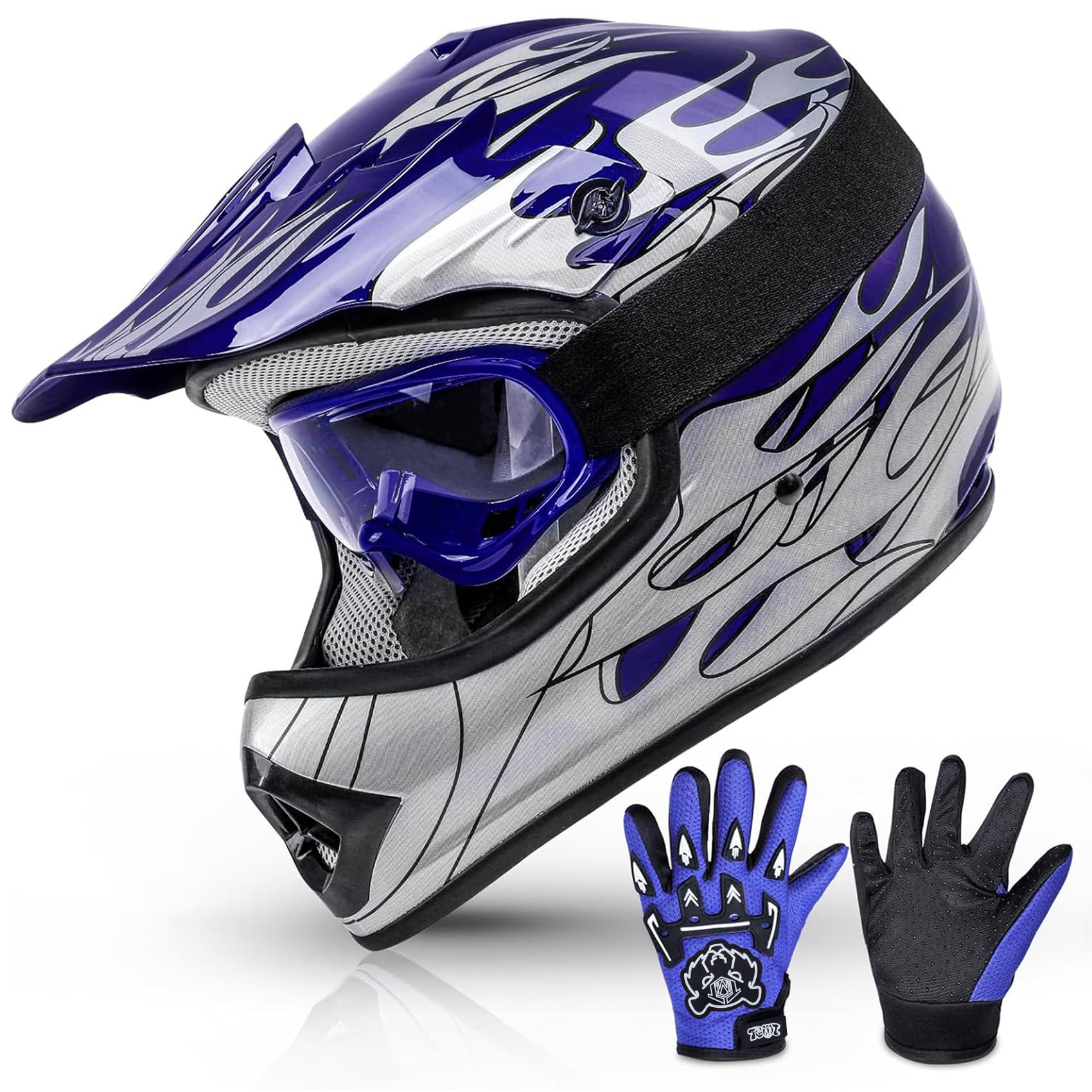 TCMT Youth dirt bike helmet front view with DOT protection for off-road adventures.