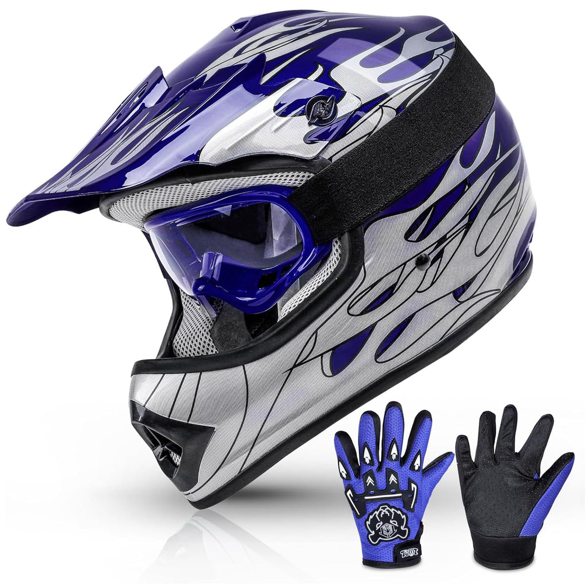 TCMT Youth dirt bike helmet front view with DOT protection for off-road adventures.