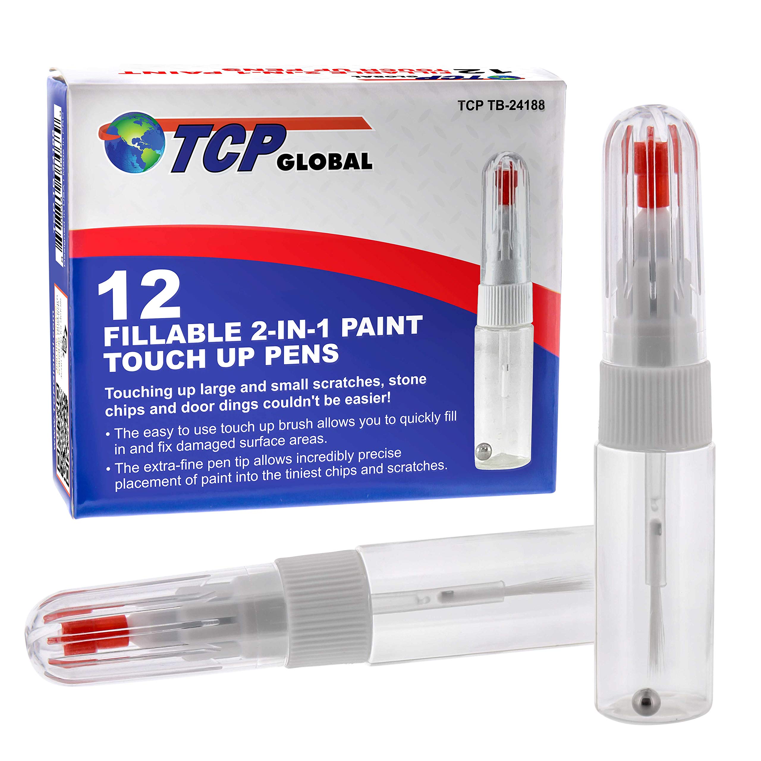 TCP Global 2-in-1 touch-up pens brush close-up for precise surface filling.