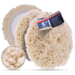 TCP Global 6-inch wool polishing pad front view for easier buffing on vehicles