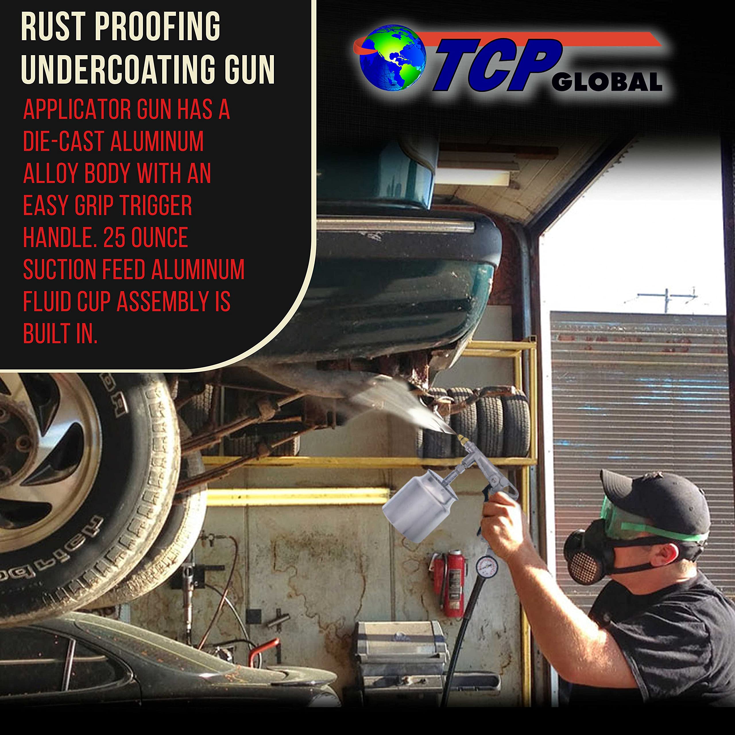TCP Global air regulator gauge ensures consistent spray pressure.