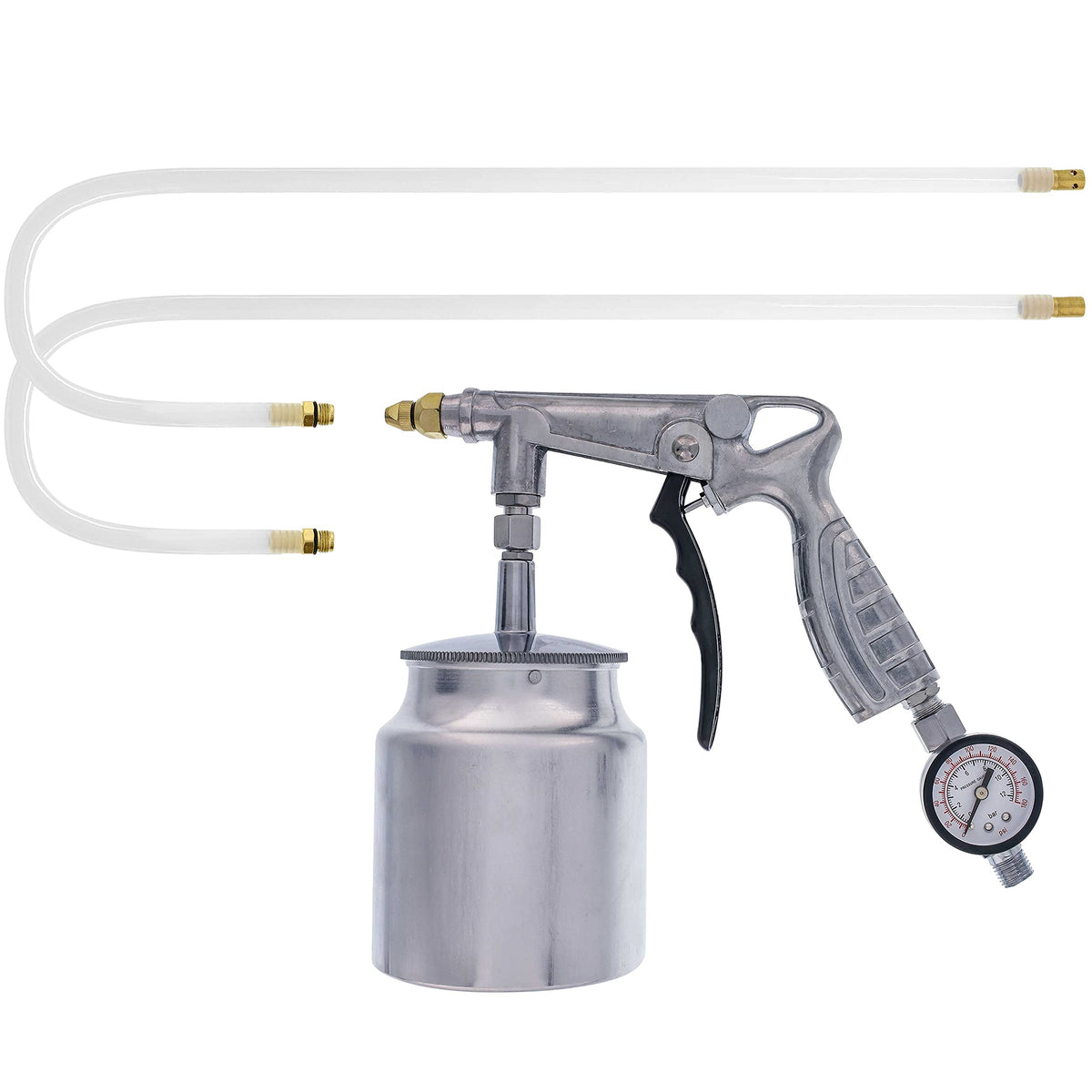 TCP Global air undercoating spray gun with gauge for precise coating control.