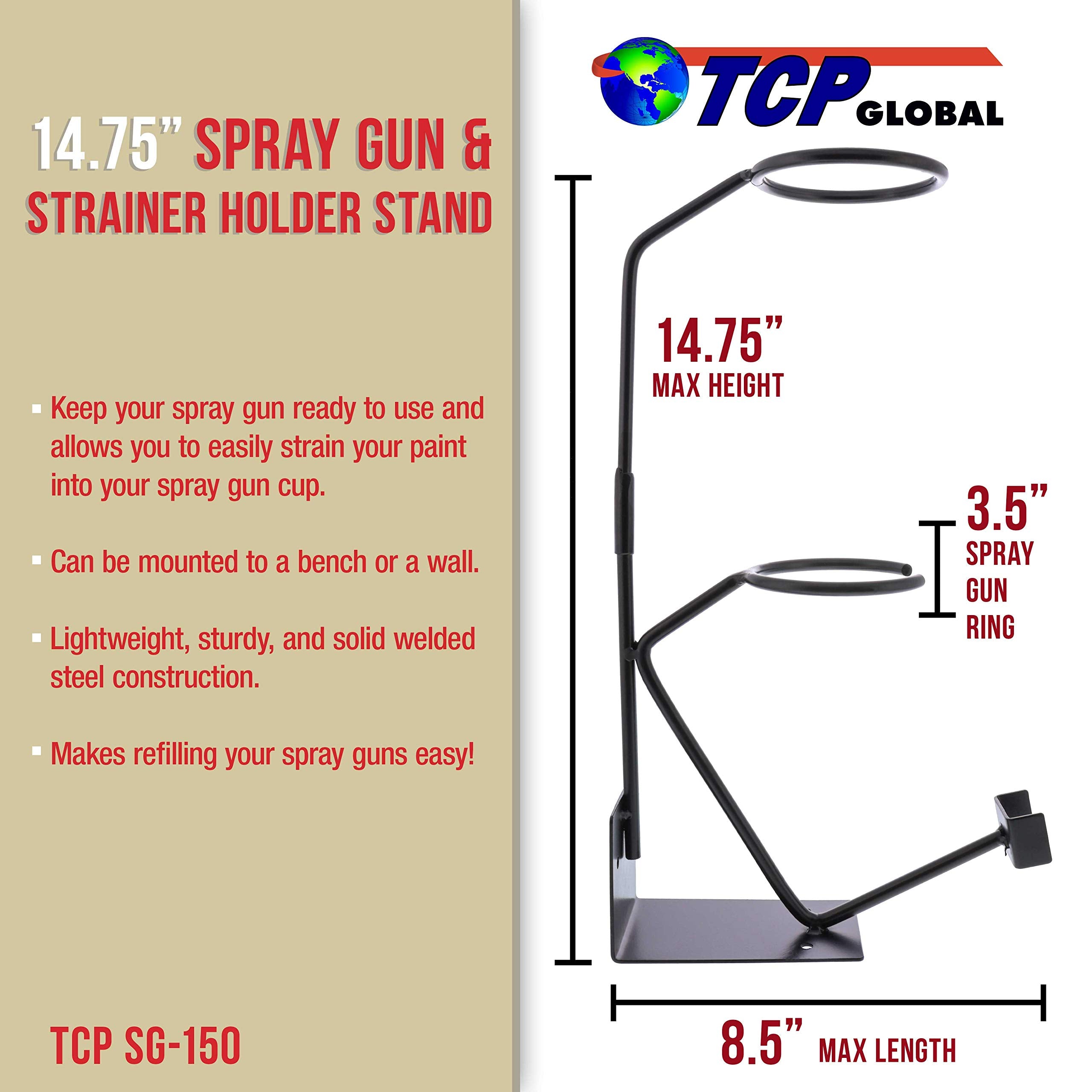 TCP Global gravity-feed paint gun holder bench-mount adds stability for steady spraying.