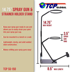 TCP Global gravity-feed paint gun holder bench-mount adds stability for steady spraying.