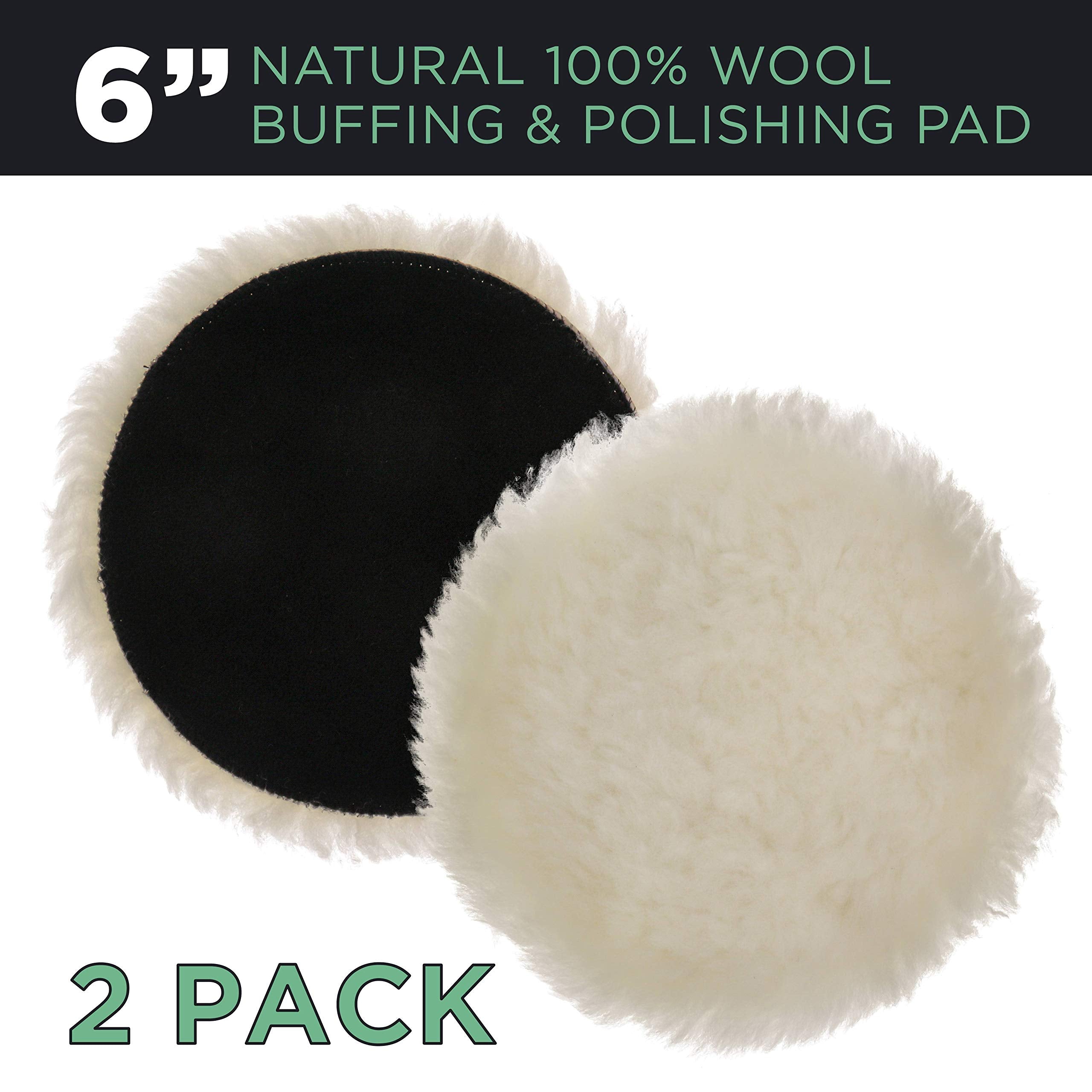 TCP Global premium wool buffing pad side view shows hook-and-loop backing for quick changes