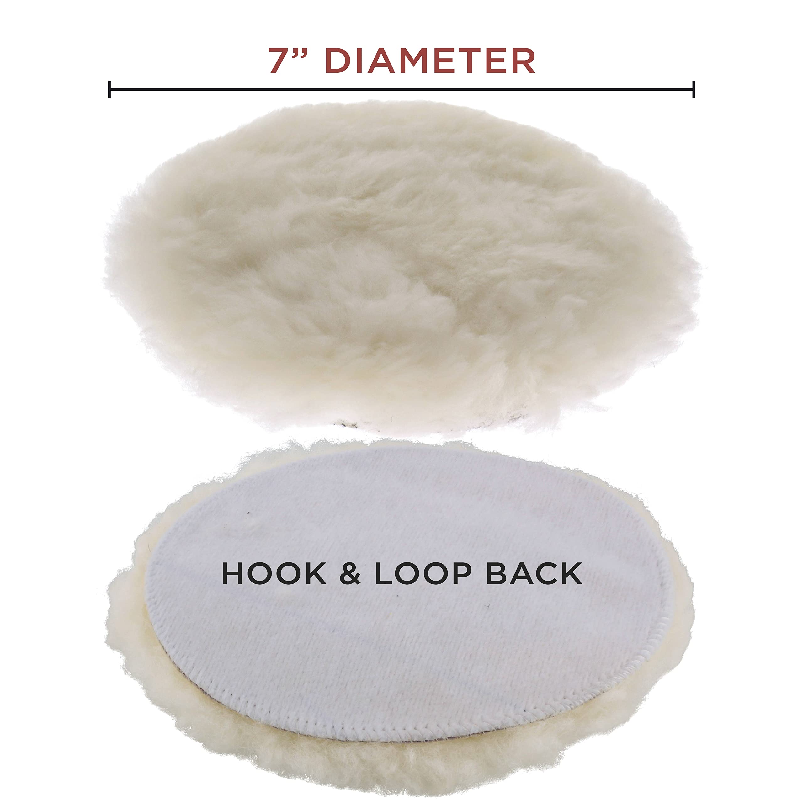 TCP Global Premium 7in wool buffing pads two-pack packaging shown for DIY detailing.