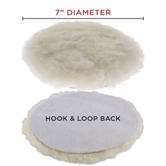 TCP Global Premium 7in wool buffing pads two-pack packaging shown for DIY detailing.