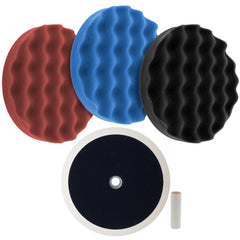 TCP Global professional 3-pad buffing kit with 8-inch waffle pads for efficient finishing.