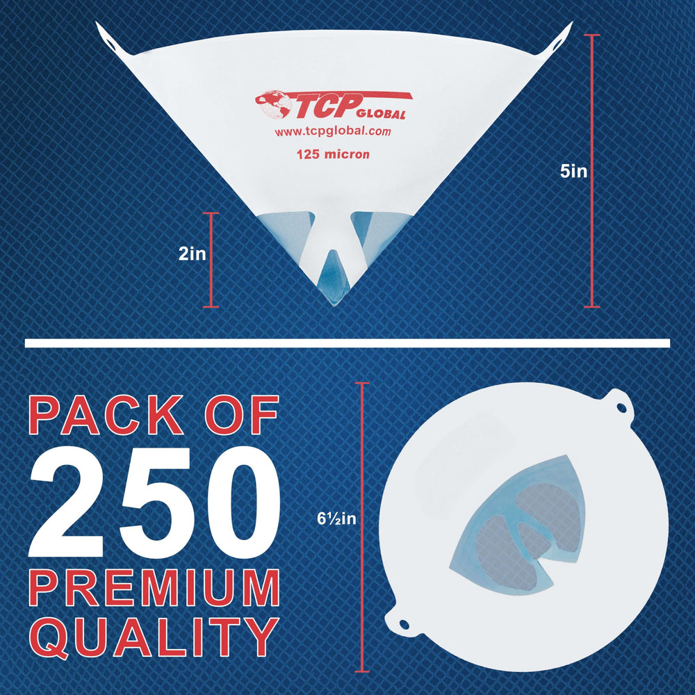 TCP Global pure blue nylon mesh cone strainer, durable for paint filtration