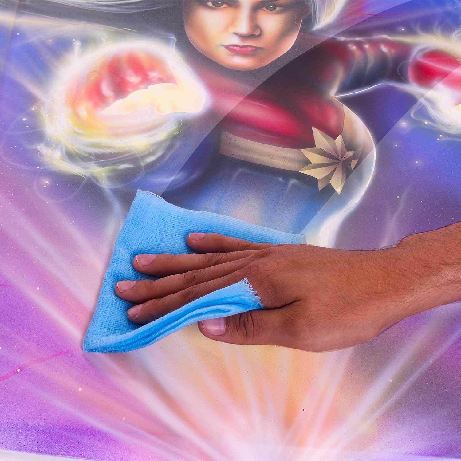 TCP Global Pure Blue tack cloth gently wipes surfaces for prep