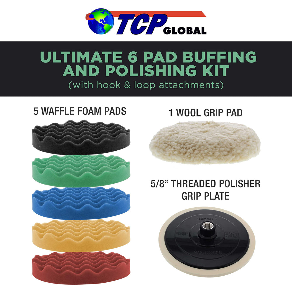 TCP Global waffle foam pads for efficient cutting and finishing.