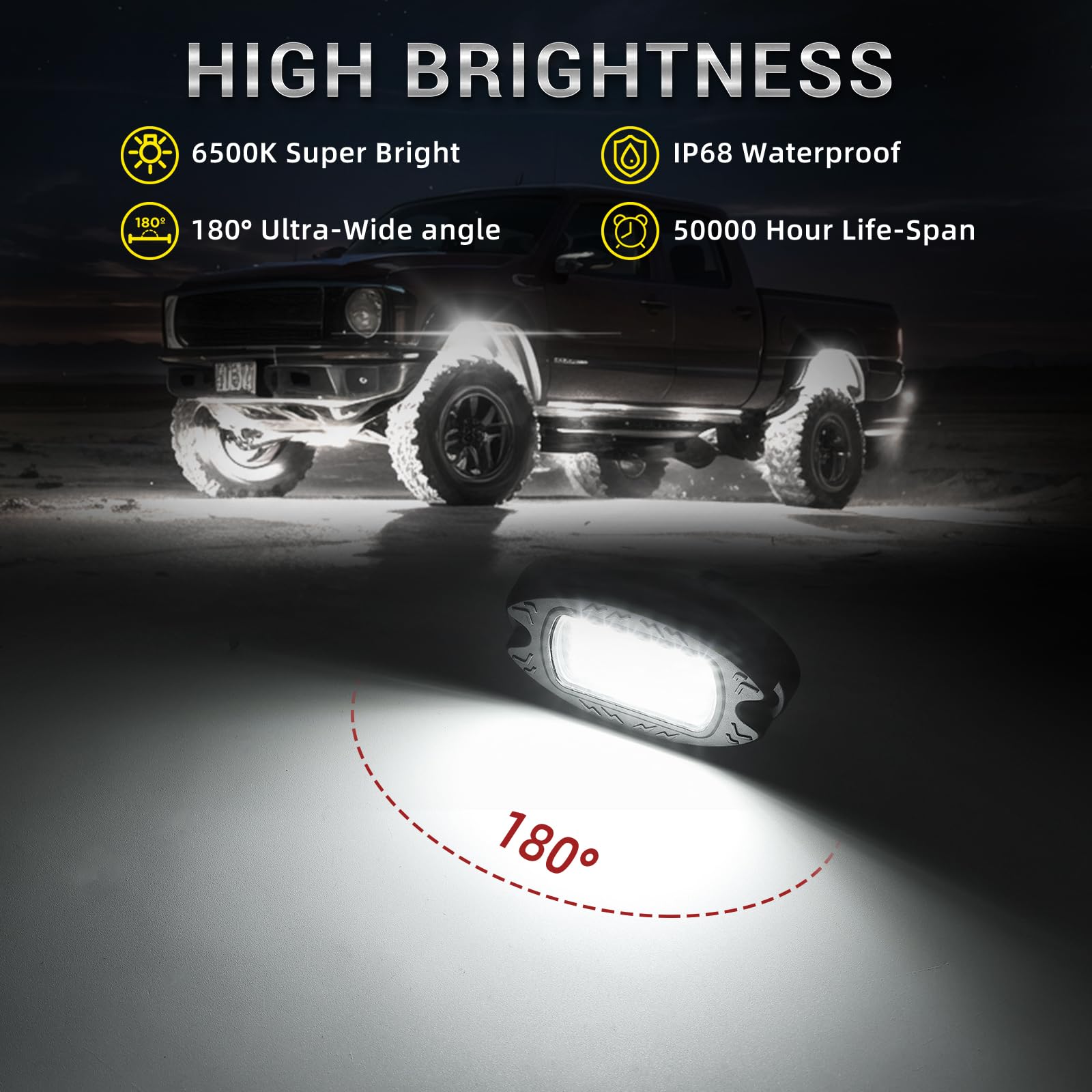 TDE Explorer.Lighting 16-pod rock lights with aluminum housing for rugged durability.