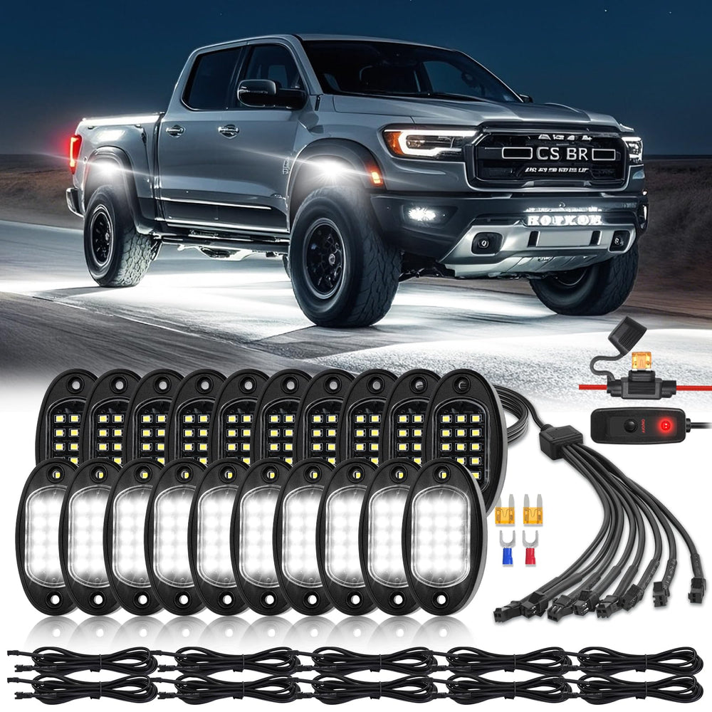 TDE Explorer.Lighting 20-pod rock lights illuminate undercarriage for clearer night visibility