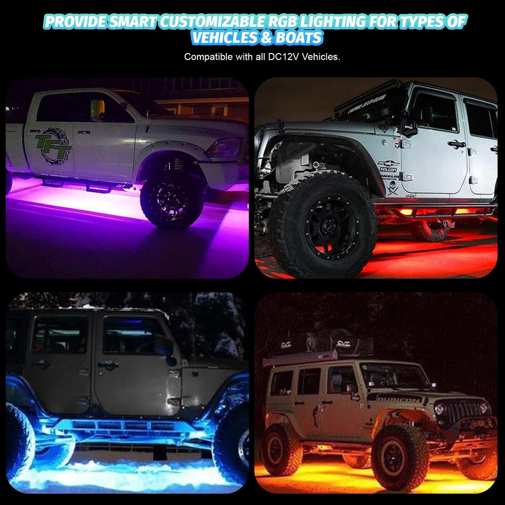 TDE Explorer Lighting 4Pods Rock Lights underbody kit suitable for off-road use