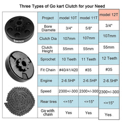 TEANTECH clutch compatible with Briggs & Stratton and Tecumseh engines.