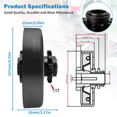 TEANTECH Go Kart Clutch 11-Tooth Sprocket detail highlights compact gearing.