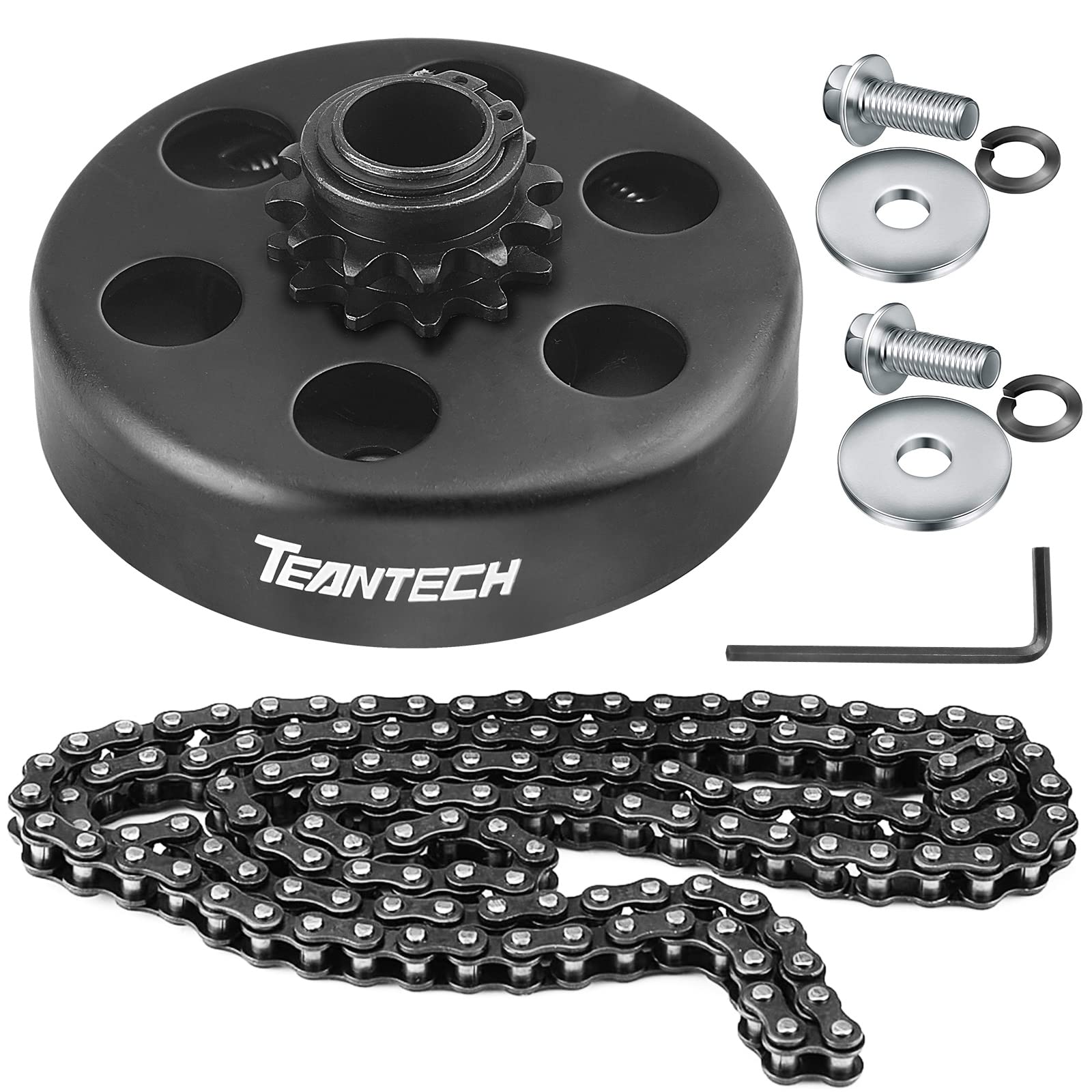 TEANTECH go kart clutch close-up with 3/4 bore and 12 teeth for strong engagement.