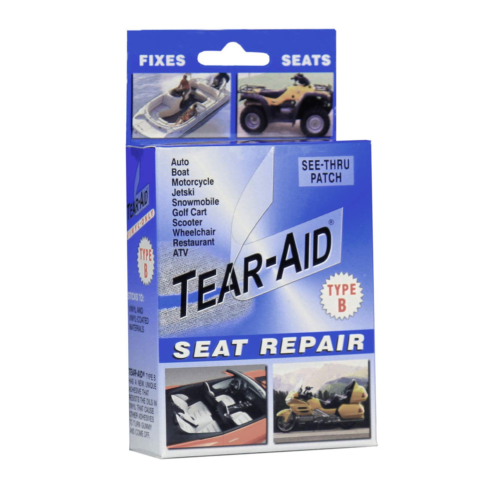 TEAR-AID 3x12 vinyl patch ready to patch holes on vinyl surfaces