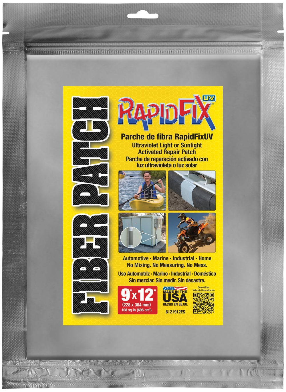 Tear Mender RapidFix UV Fiber Patch application close-up showing a strong bond