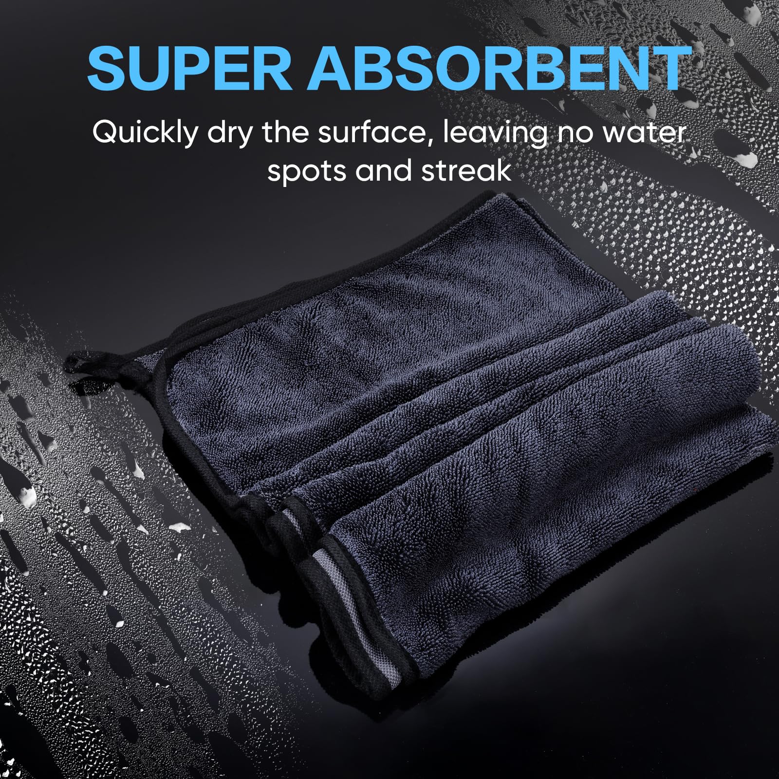 TEAWOO 16x24-inch microfiber cloth covers large areas fast for cars and bathrooms.