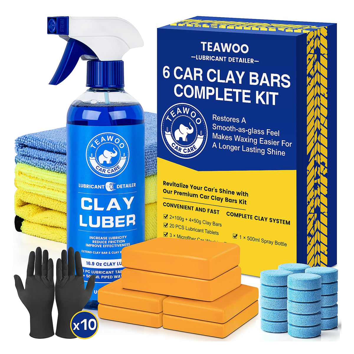 TEAWOO clay bars kit with six bars for deep detailing and prep
