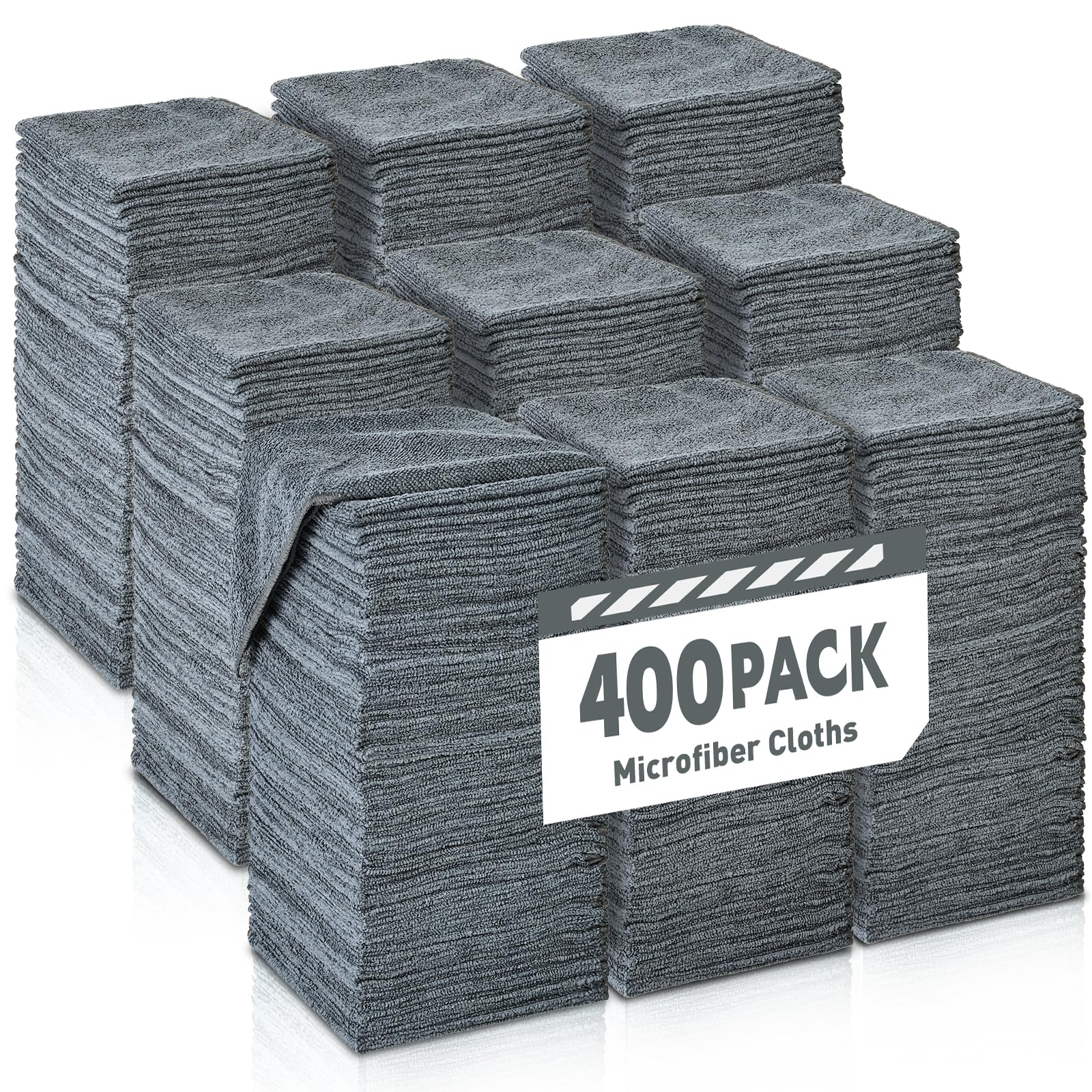 TEAWOO gray microfiber towels in 12x12 inch size for fast spill absorption