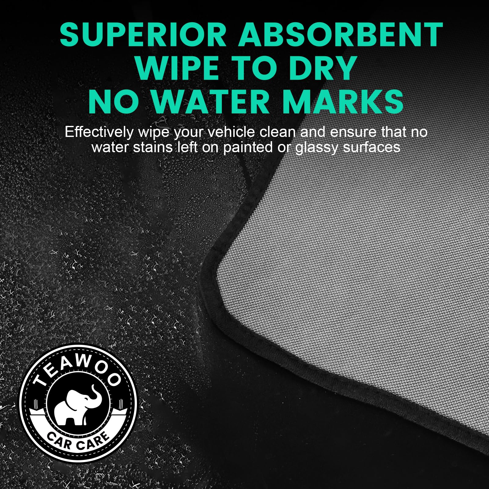 TEAWOO paint-safe soft-edge microfiber protects the vehicle finish.